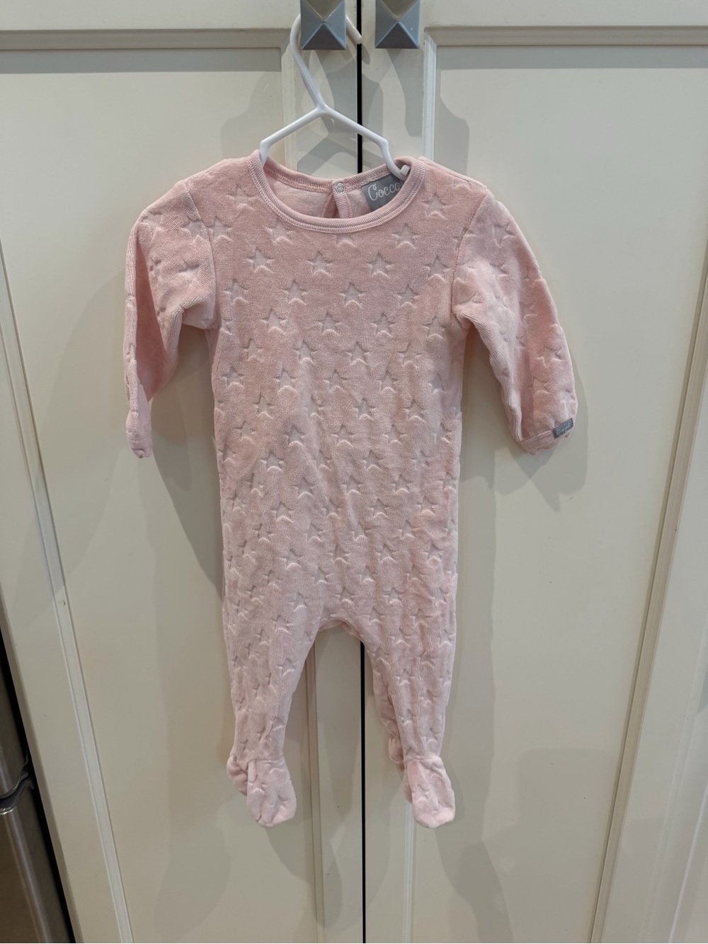 Coccoli 6m Pink Star-Textured Footed One-Piece for Kids